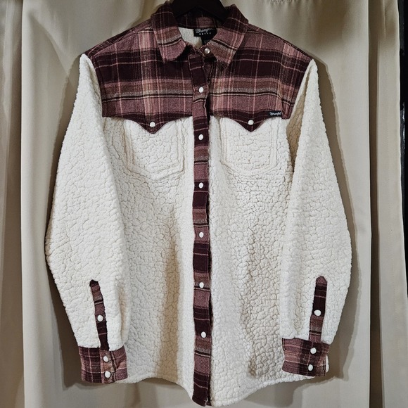 Wrangler Retro Women's Retro Western Boyfriend Sherpa Jacket Size Medium Shacket - Picture 1 of 7